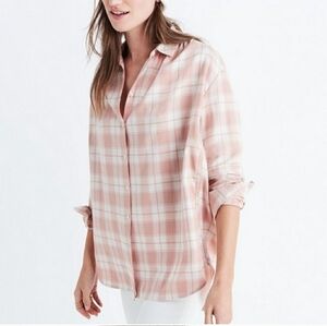 Madewell Danville oversized central button down plaid shirt XS